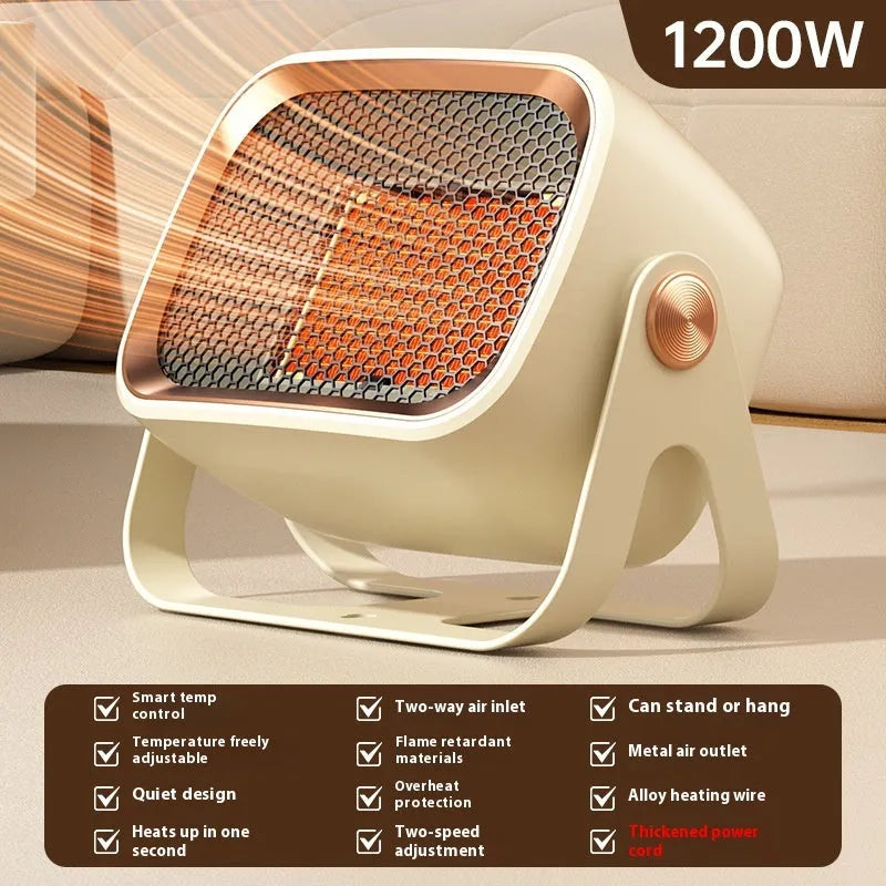 White rotating desktop ceramic heater with PTC heating technology