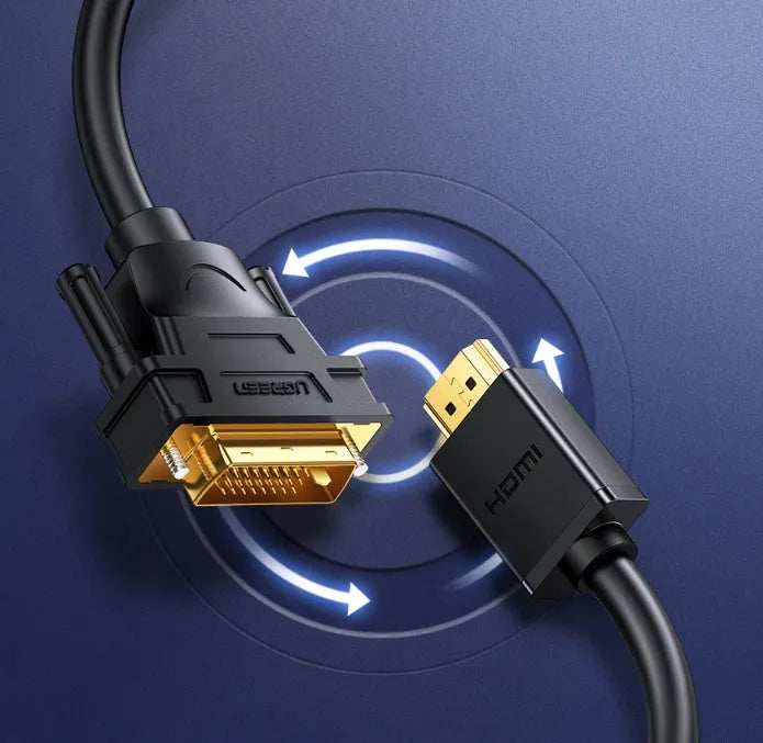 HDMI to VGA adapter cable converting laptop output to projector input with length options from 1 to 3 metres
