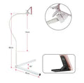 Black bedside mobile phone bracket with overhead support shelf and universal folder for hands-free viewing