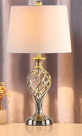 European style USB bedside table lamp with touch sensor controls for cold and warm light adjustment