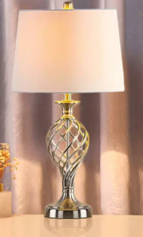European style USB bedside table lamp with touch sensor controls for cold and warm light adjustment