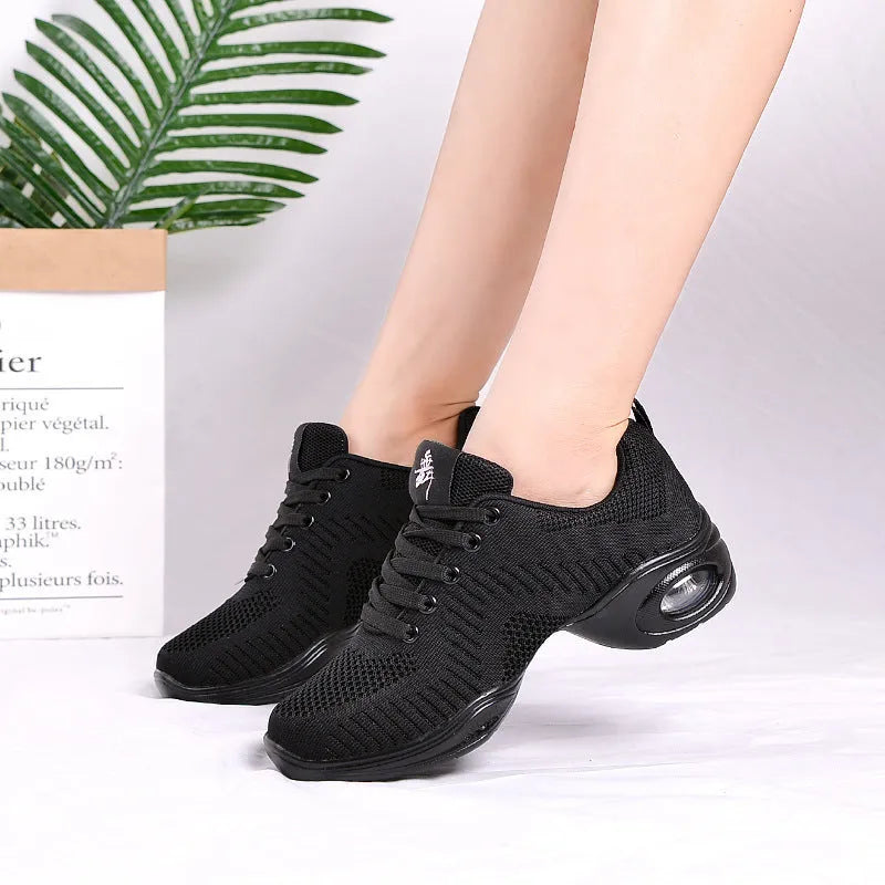 Women's lightweight dance shoes with breathable flyknit mesh upper in multiple colour options