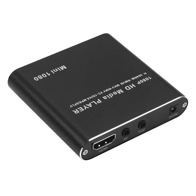 Blue and black 1080P HDMI media player for SD cards and USB drives