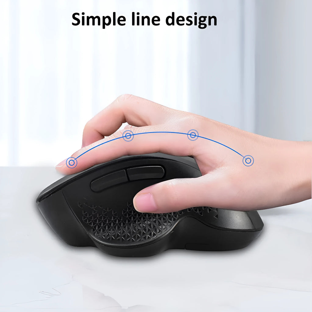 Grey and black self-charging wireless optical mouse for laptops with USB charging cable