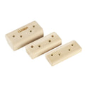 Set of three solid wooden hangboards for grip strength training in 12cm, 40cm, and 50cm lengths.