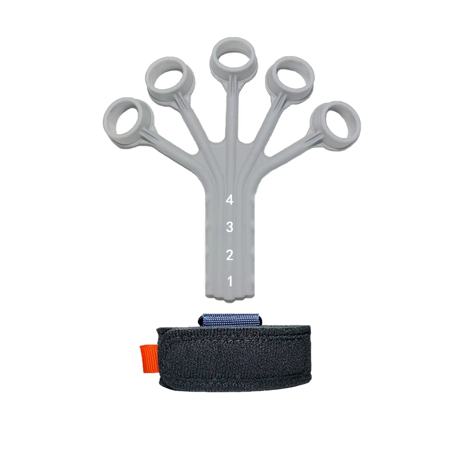 Black silicone finger flexion and extension trainer with adjustable belt for adult hand rehabilitation