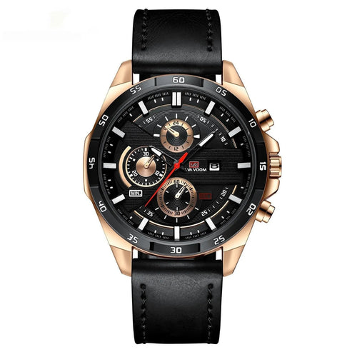 Business calendar waterproof quartz watch showing multiple colour variations with 10mm thickness