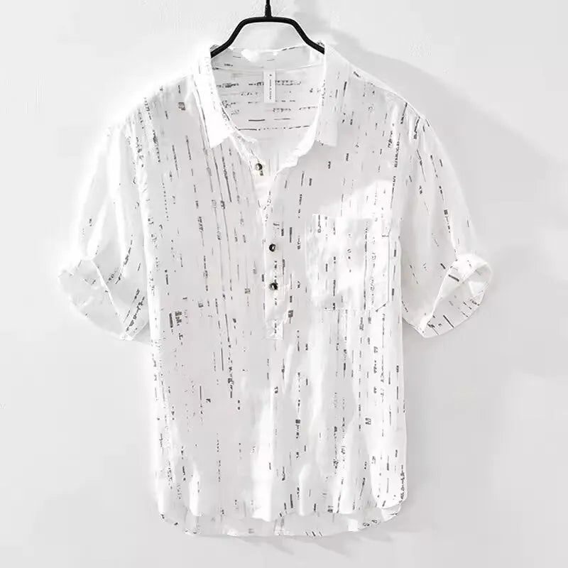Mens black loose fit polo shirt with lapel collar design short sleeves summer casual wear