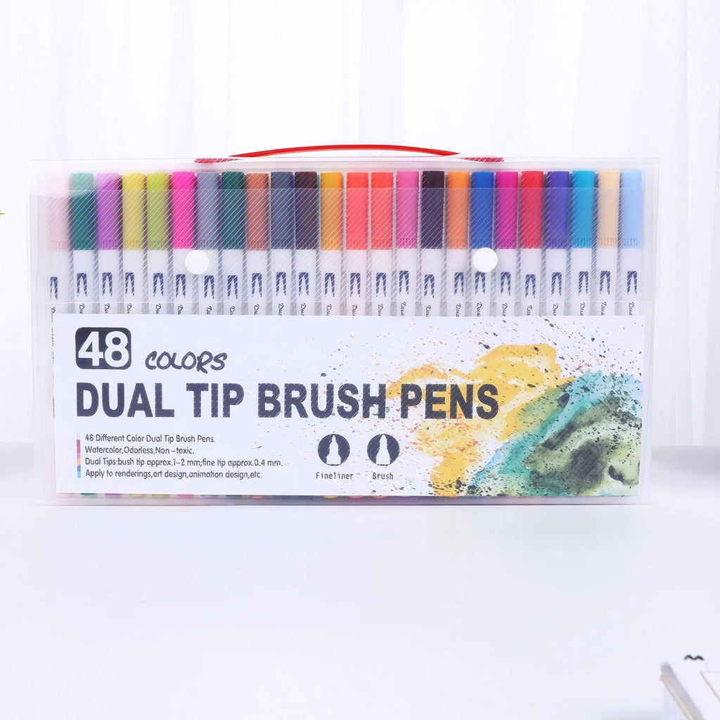 Set of refillable watercolour pens with brush tips in various colours for promotional gift use