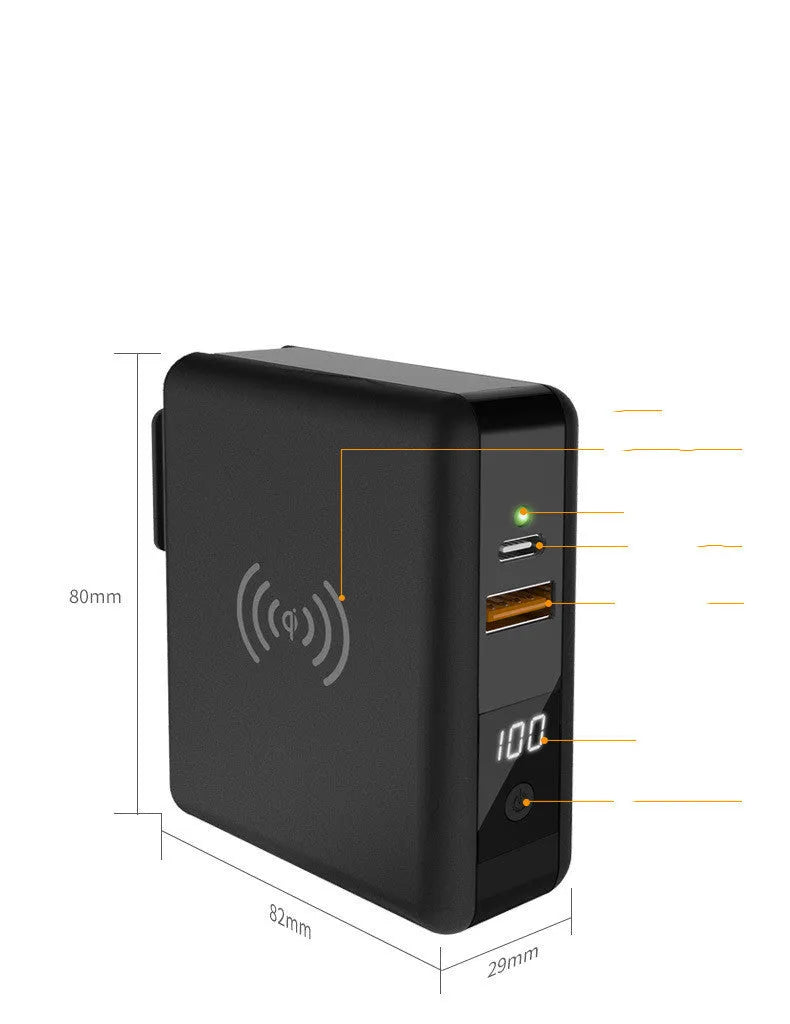 Super QI PD20W wireless power bank with travel adapters in black or white colour