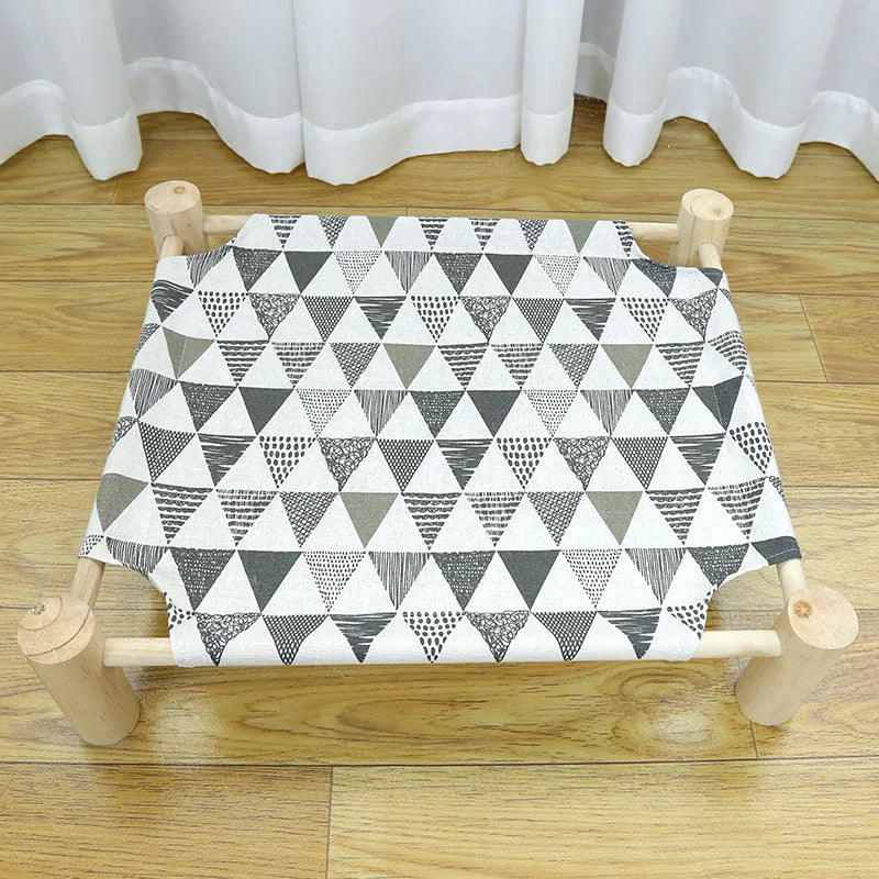 Wooden pet camping bed 44 x 51cm for cats and small pets in blue, grey, navy, pink, white or yellow