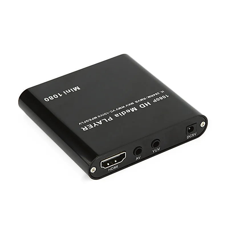 Blue and black 1080P HDMI media player for SD cards and USB drives