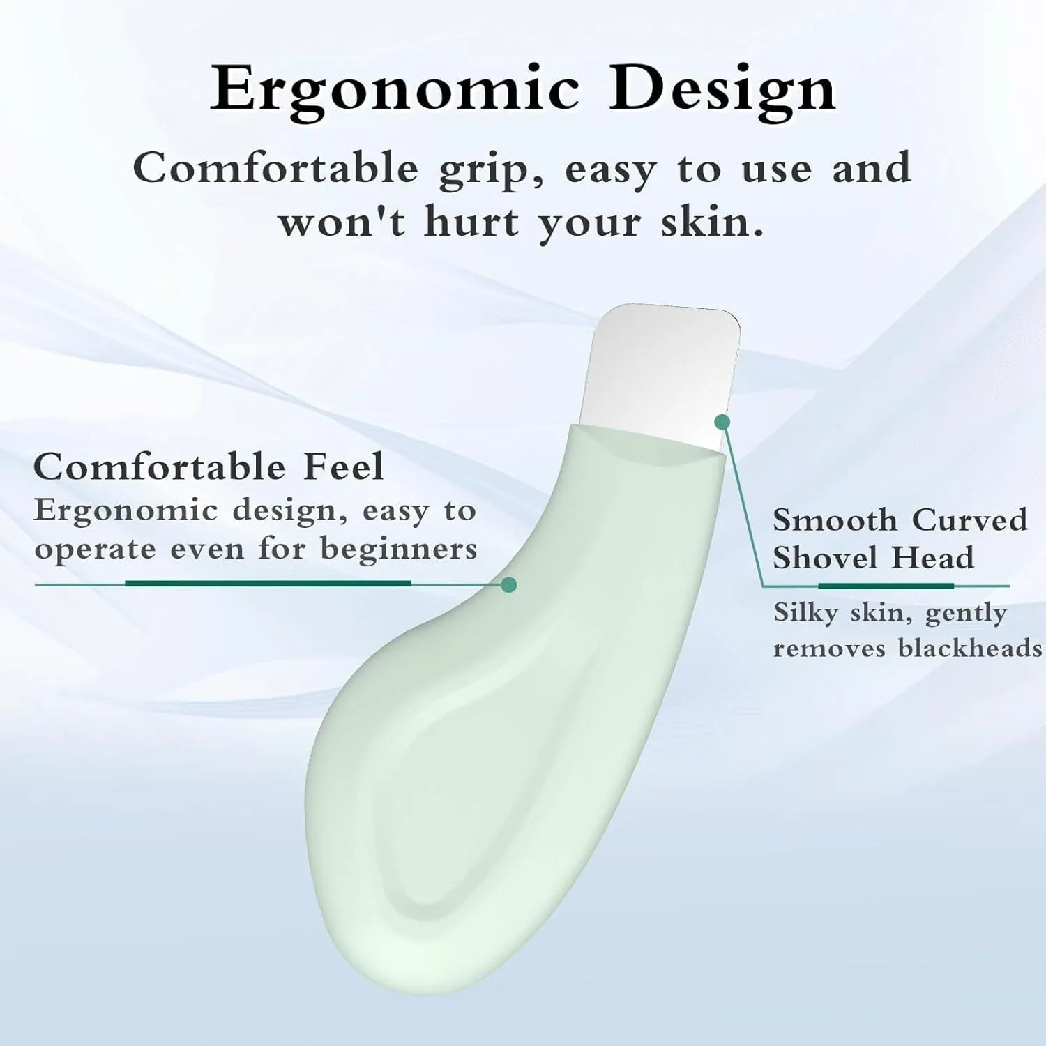 Stainless steel blackhead scraper facial tool with non-slip handle for pore cleansing