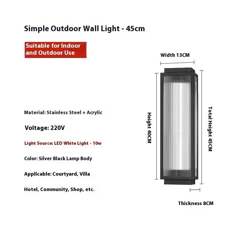 Stainless steel outdoor wall lamp with waterproof construction for garden lighting