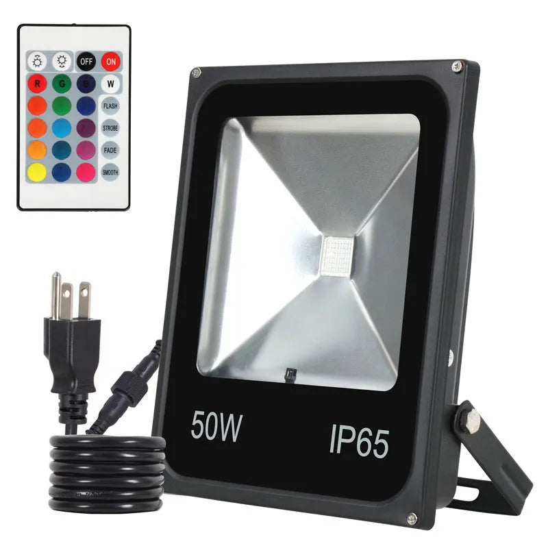 Black aluminium LED flood light for outdoor building and wall illumination