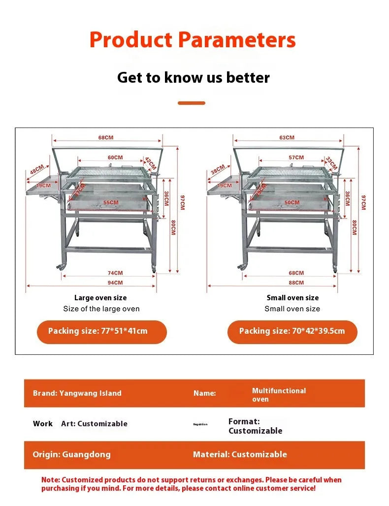 Large L-size Flip BBQ Stove charcoal grill shown folded and detached for storage.
