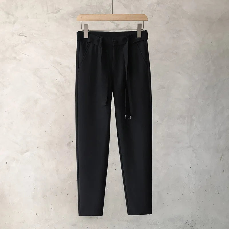 Boys slim straight trousers in wool blend fabric with tapered leg business casual design