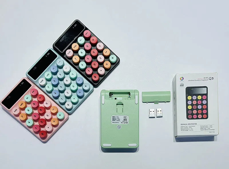 Q3 wireless digital keyboard in macaron colours with compact ABS design