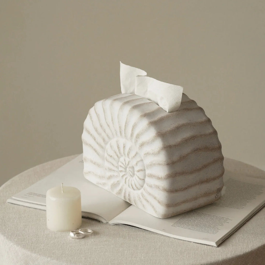 Conch ramble design resin tissue box cover with modern simplicity styling