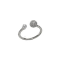 Women's open-end ring with round zircon stones in gold and silver plating options