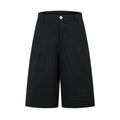 Retro wide leg straight denim middle pants in black or green with zipper fly opening