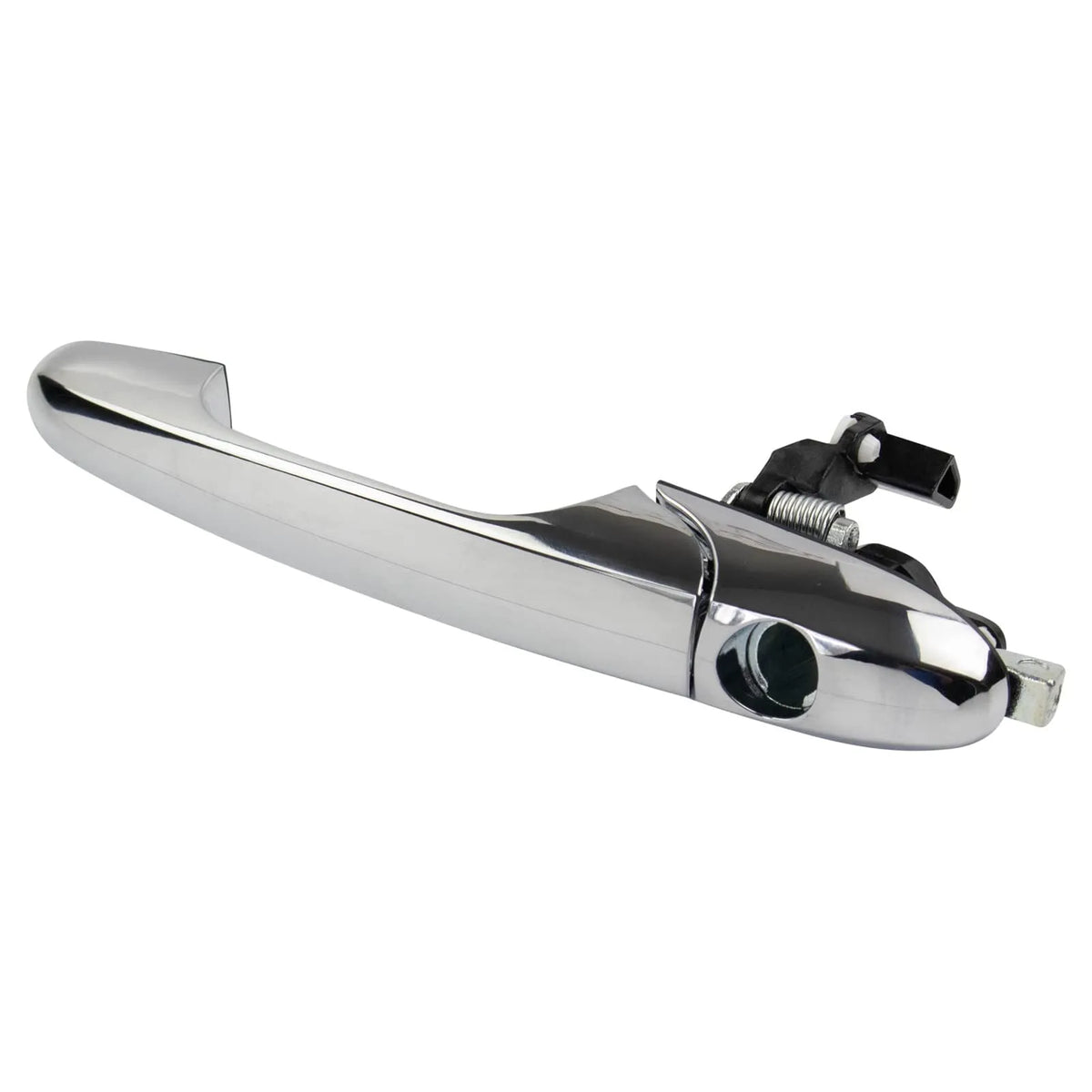 Black plastic replacement door handle for Fiat 500 car.