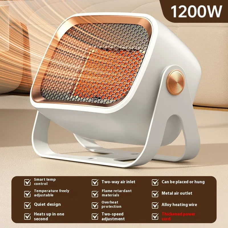 White rotating desktop ceramic heater with PTC heating technology