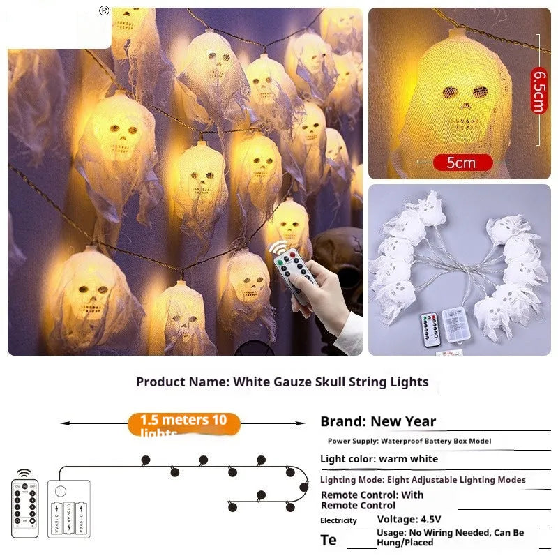 Halloween battery-powered coloured LED lights for indoor wall decoration in 1.5m or 2.5m lengths