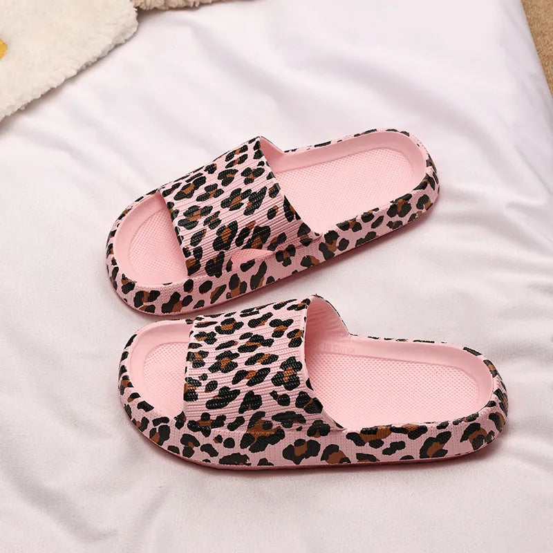 Leopard print slippers with thick EVA sole in various animal pattern colours