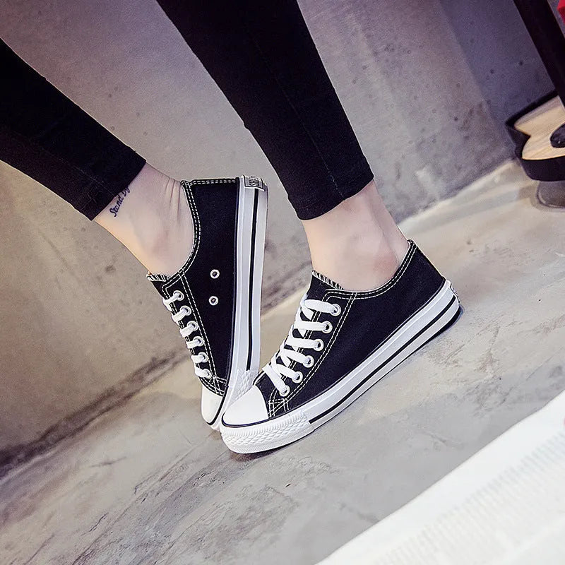 Women's solid colour canvas casual shoes available in multiple sizes