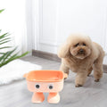 Robot-shaped elevated cat bowl with 15-degree tilt and detachable inner bowl