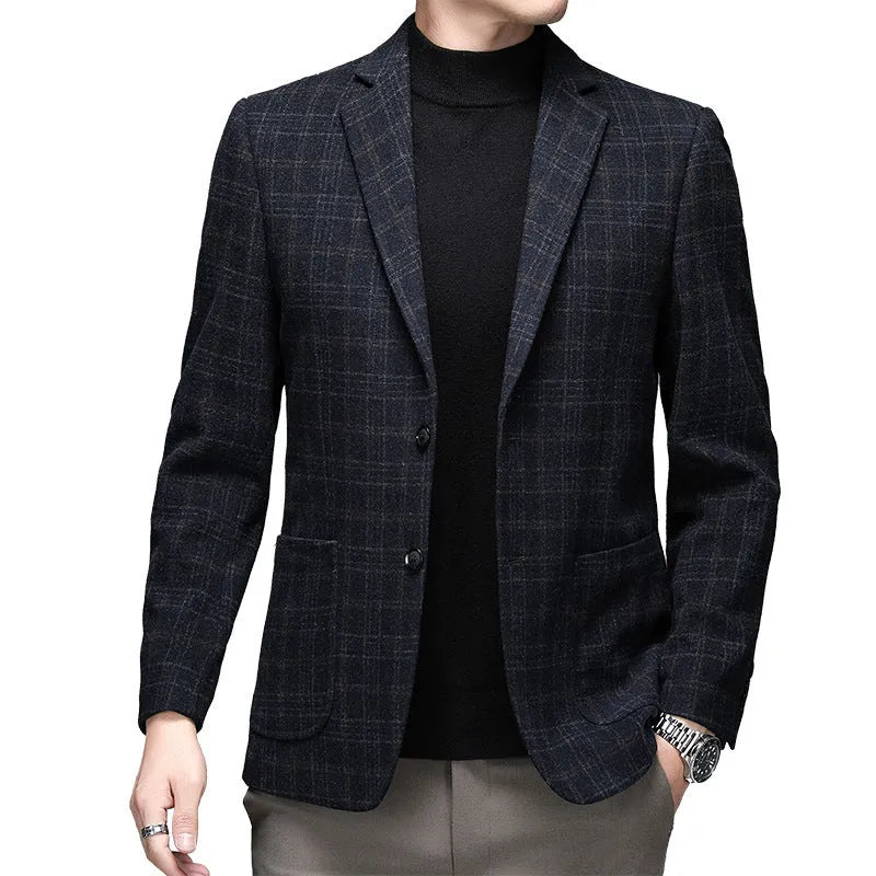 Men's solid colour loose fit casual winter jacket on a hanger, shown in grey.
