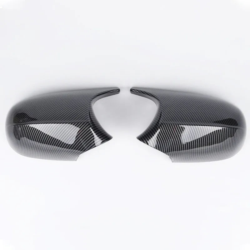Pair of black ABS plastic rearview mirror housings for BMW 3 Series E90 replacement.