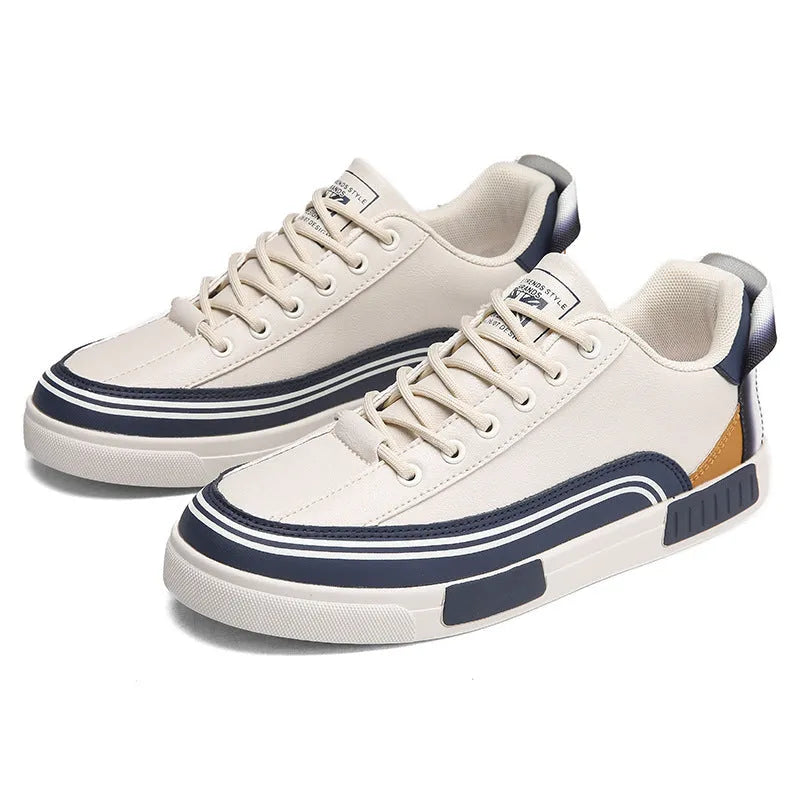 Men's breathable canvas shoes with section mesh design in beige, white and green colour options