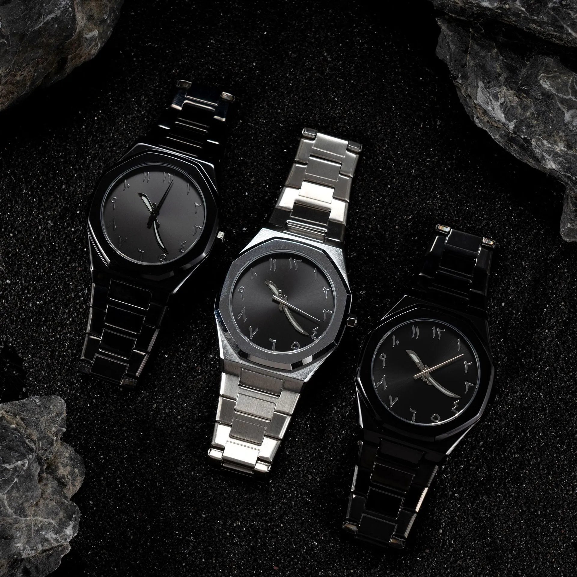 Men's business casual quartz watch with stainless steel band showing 10mm thickness and professional dial