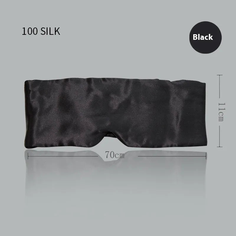Mulberry silk sleep eye mask shown in champagne gold colour with adjustable elastic strap
