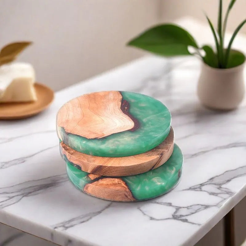 Nordic style wooden coaster for kung fu tea sets with 9.8cm diameter