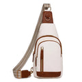Women's soft PU crossbody chest bag in street trend style with zip compartments