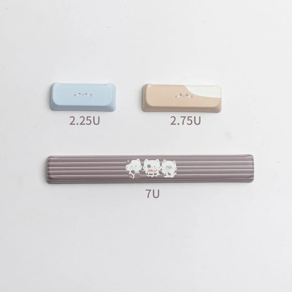 High Sea Salt Cat PBT sublimation keycap set with March Past space and 7u supplementary keys