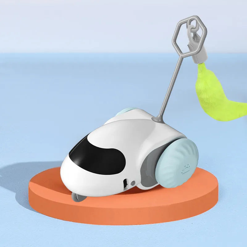 Light Grey Blue gravity smart running car electric toy for cats with Type-C charging cable