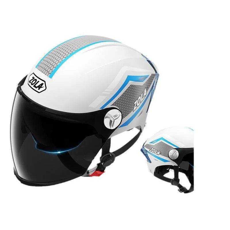 3C certified ABS plastic motorcycle half helmet shown in a light brown double mirror colour variant.