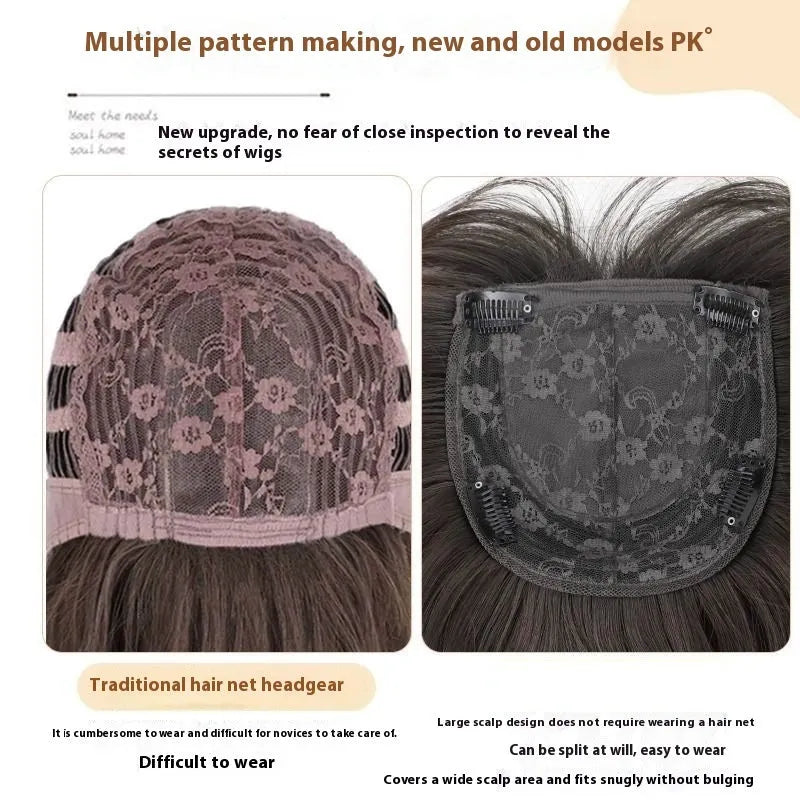 Black long straight high-layered full-head wig on a wear-free hair net base.