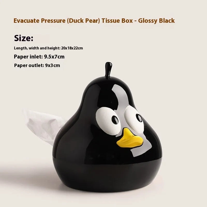 White ceramic pear-shaped tissue box with animal theme in green colour option