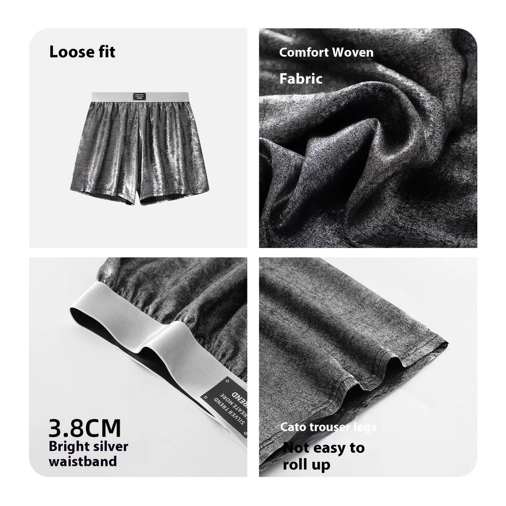 Men's reflective silver woven underwear with loose fit for sports activities