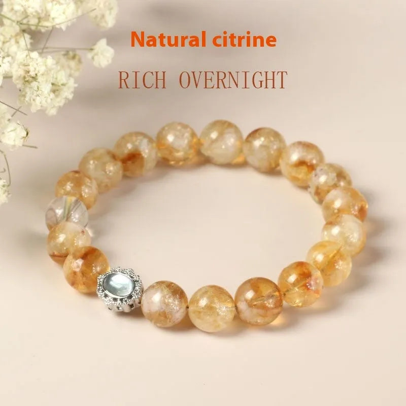 Crystal citrine bracelet with 10mm geometric shapes in unisex jewellery style