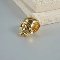 Stainless steel hollow skull Buddha earrings with geometric design in hip hop style