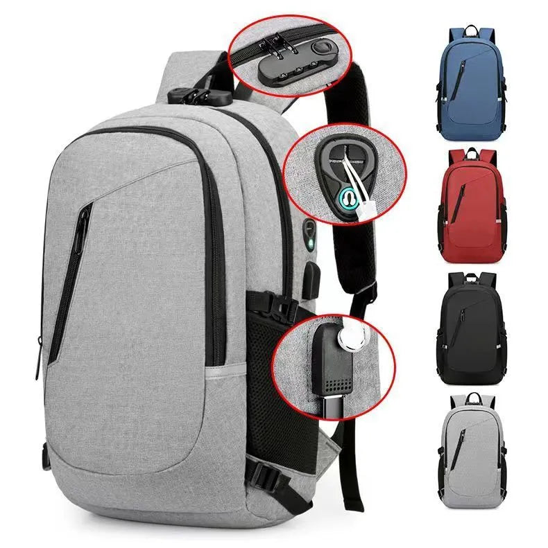 Solid colour Oxford cloth computer backpack with 20-35L capacity for men and women