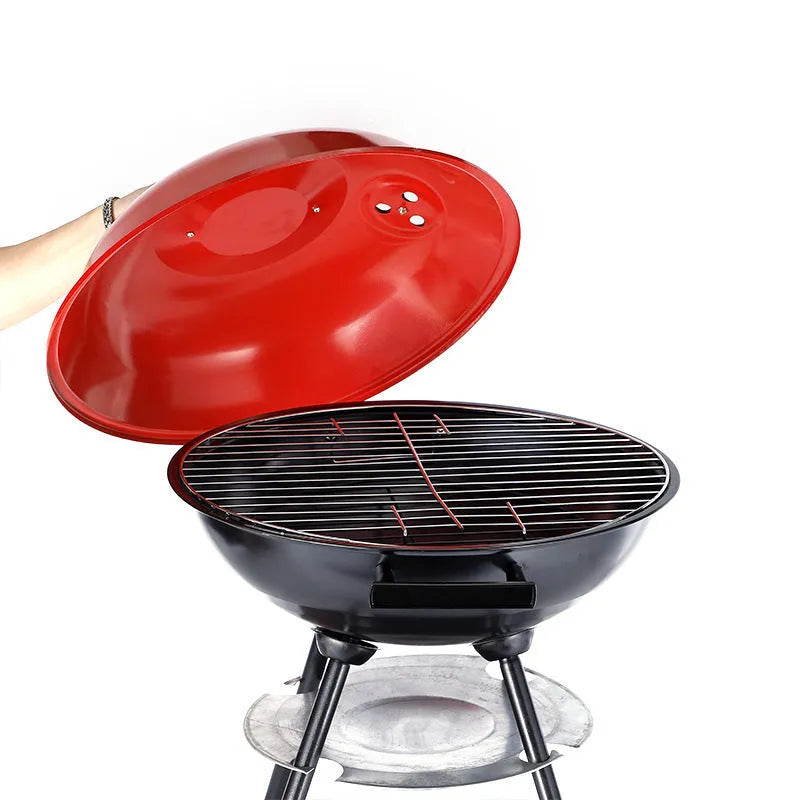 Portable 14-inch iron charcoal barbecue grill with apple stove design