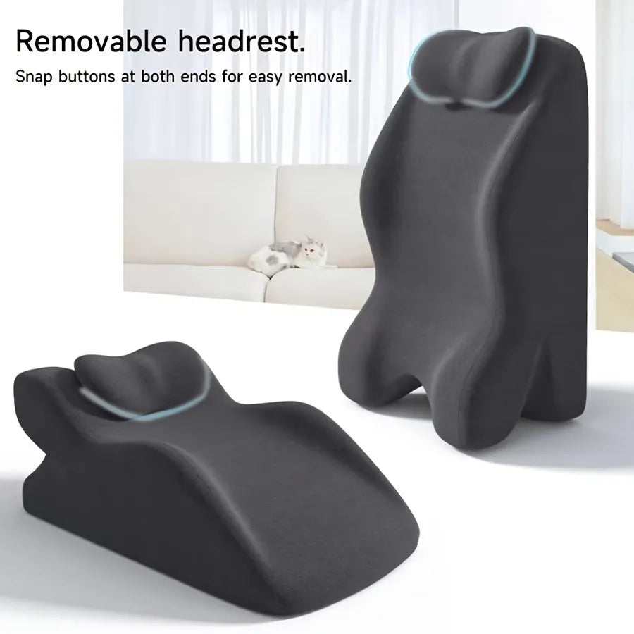 Soft prone position pillow with face cutout for reading, available in blue, gray, and green for stomach sleepers