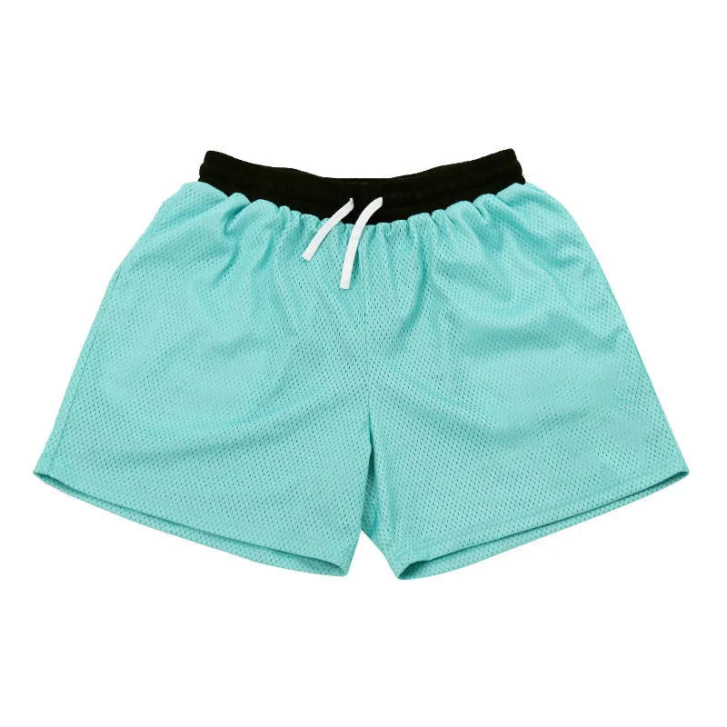 Men's black mesh quick-drying shorts for running and fitness with chemical fibre fabric